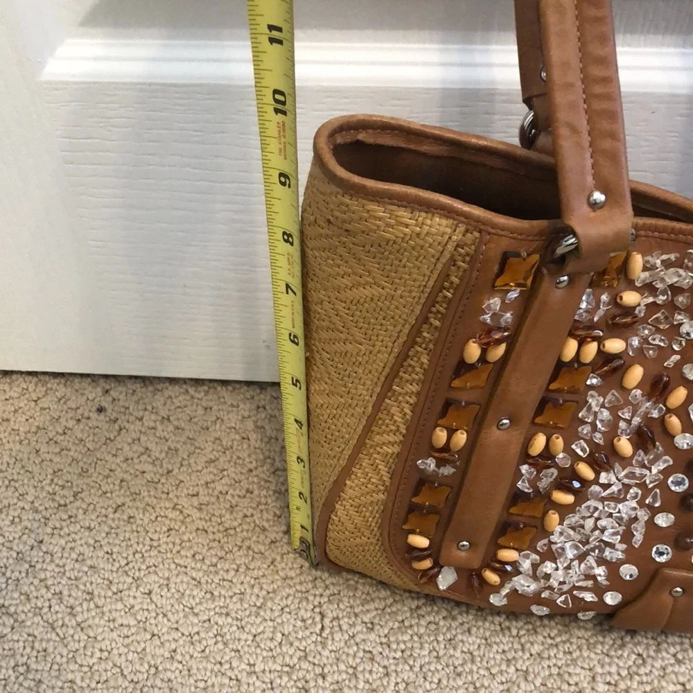 COLE HAAN Natural Sydney Straw & Leather Tan